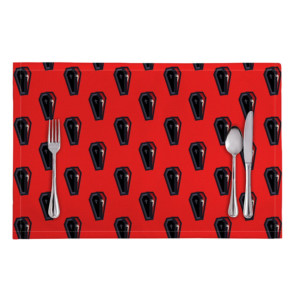 Orange Halloween Coffin Pattern Print Placemat