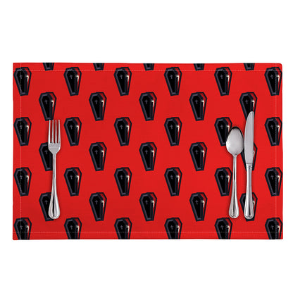 Orange Halloween Coffin Pattern Print Placemat