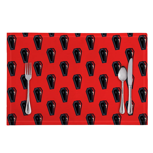 Orange Halloween Coffin Pattern Print Placemat