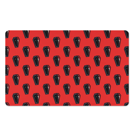 Orange Halloween Coffin Pattern Print Polyester Doormat