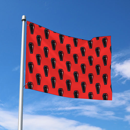 Orange Halloween Coffin Pattern Print Polyester Flag