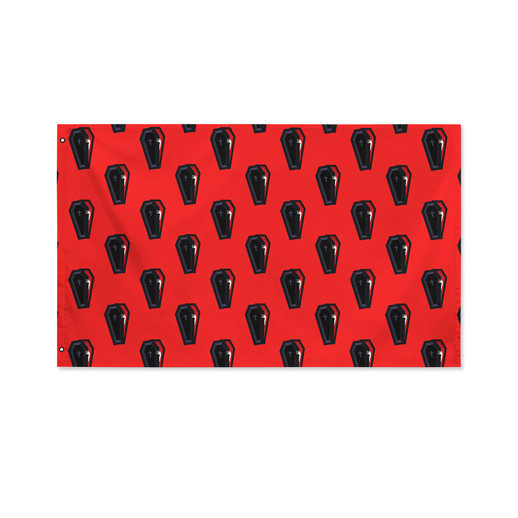 Orange Halloween Coffin Pattern Print Polyester Flag