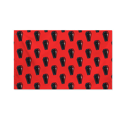 Orange Halloween Coffin Pattern Print Polyester Flag