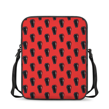 Orange Halloween Coffin Pattern Print Rectangular Crossbody Bag