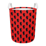 Orange Halloween Coffin Pattern Print Round Laundry Basket