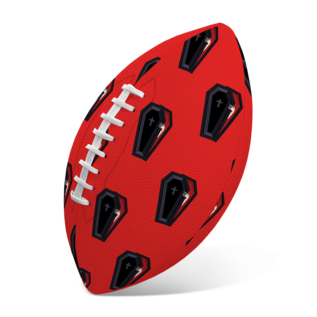 Orange Halloween Coffin Pattern Print Rugby Ball