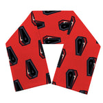Orange Halloween Coffin Pattern Print Scarf