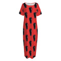 Orange Halloween Coffin Pattern Print Short Sleeve Long Nightdress
