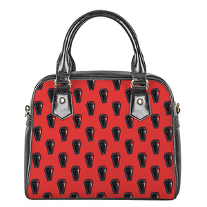 Orange Halloween Coffin Pattern Print Shoulder Handbag