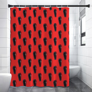 Orange Halloween Coffin Pattern Print Shower Curtain