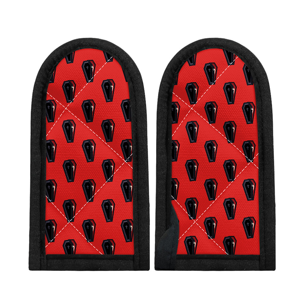 Orange Halloween Coffin Pattern Print Skillet Handle Cover