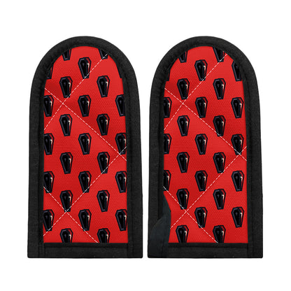 Orange Halloween Coffin Pattern Print Skillet Handle Cover