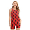 Orange Halloween Coffin Pattern Print Sleeveless One Piece Swimsuit