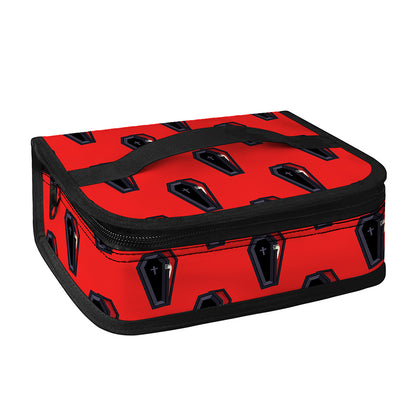 Orange Halloween Coffin Pattern Print Small Lunch Bag