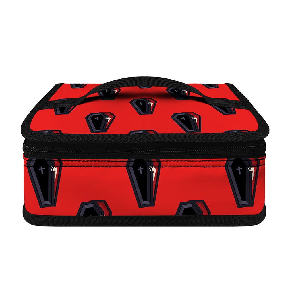 Orange Halloween Coffin Pattern Print Small Lunch Bag