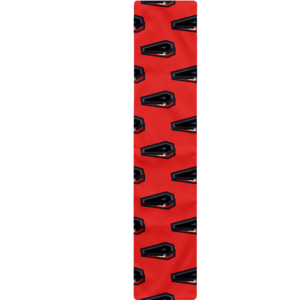 Orange Halloween Coffin Pattern Print Table Runner