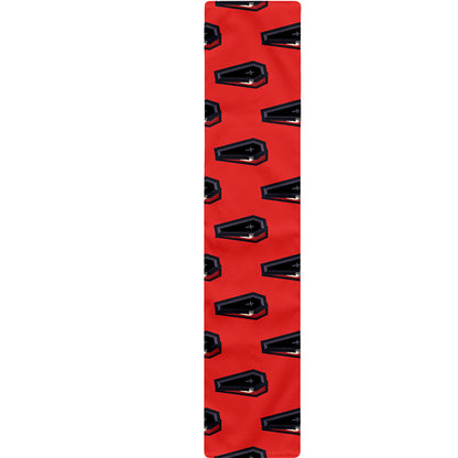 Orange Halloween Coffin Pattern Print Table Runner