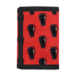 Orange Halloween Coffin Pattern Print Trifold Wallet