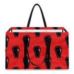 Orange Halloween Coffin Pattern Print Utility Tote Bag