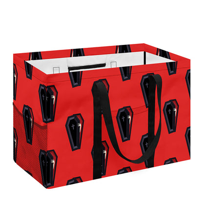 Orange Halloween Coffin Pattern Print Utility Tote Bag