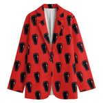 Orange Halloween Coffin Pattern Print Women's Blazer