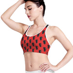 Orange Halloween Coffin Pattern Print Women's Sports Bra