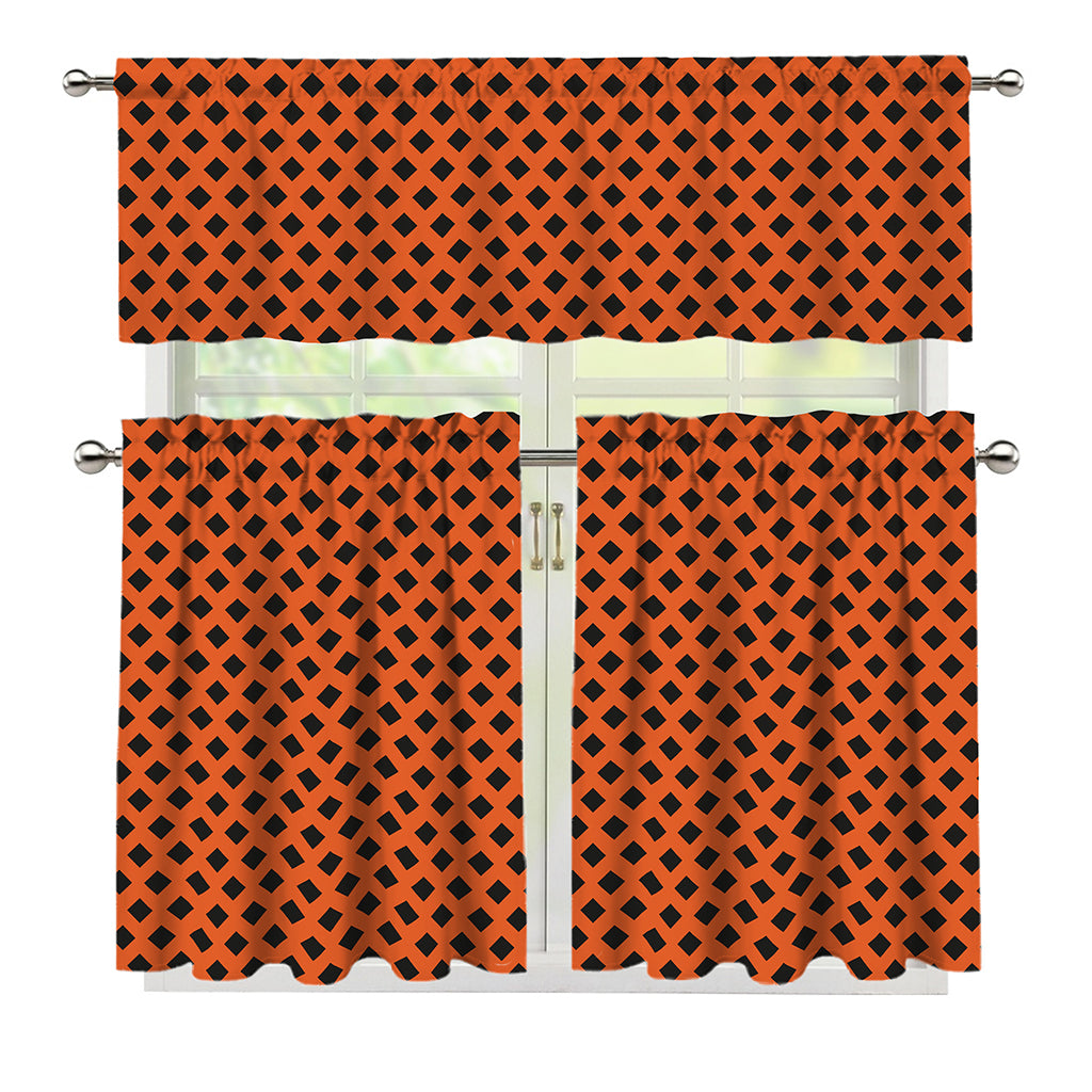 Orange Halloween Pattern Print 3 Piece Kitchen Curtains