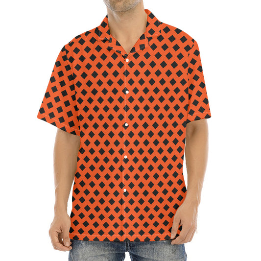 Orange Halloween Pattern Print Aloha Shirt