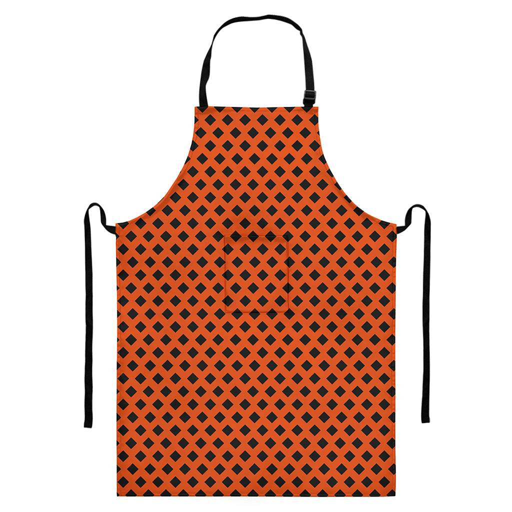 Orange Halloween Pattern Print Bib Apron With Pocket