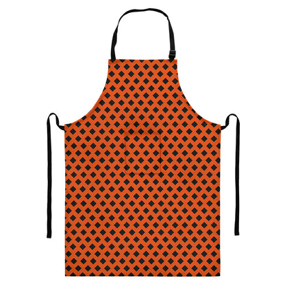 Orange Halloween Pattern Print Bib Apron With Pocket