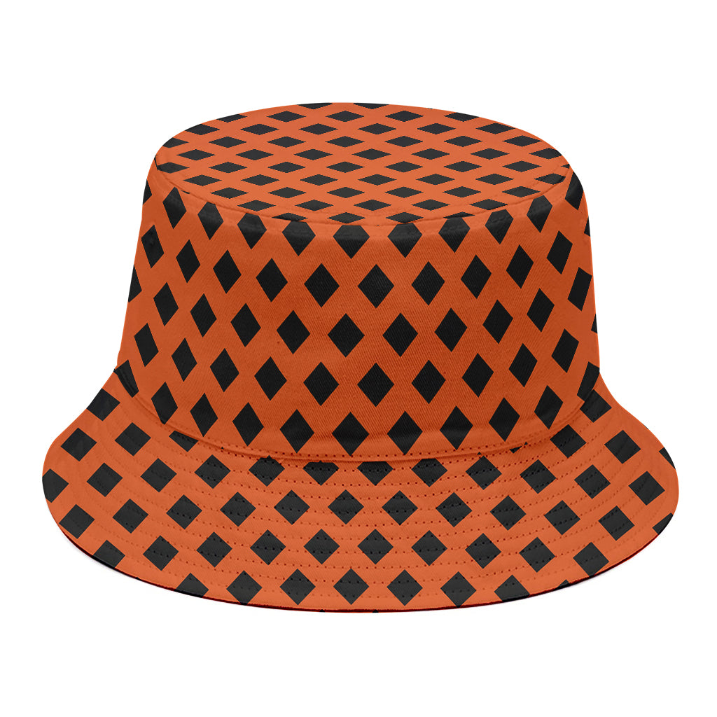 Orange Halloween Pattern Print Bucket Hat