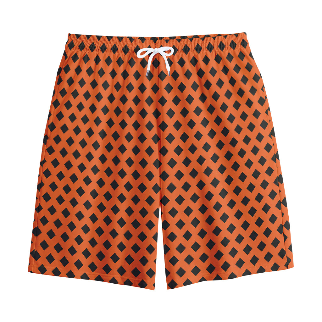 Orange Halloween Pattern Print Cotton Shorts
