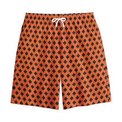 Orange Halloween Pattern Print Cotton Shorts