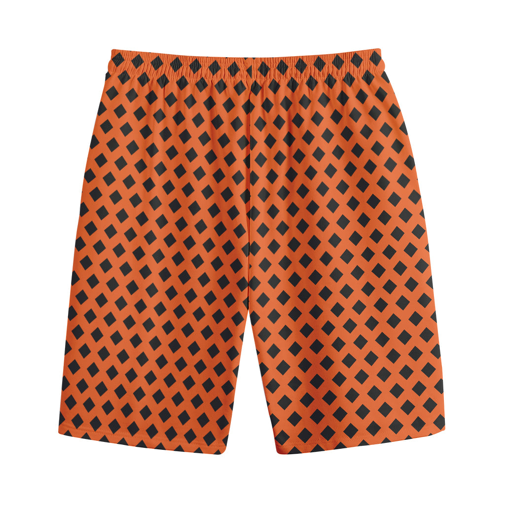 Orange Halloween Pattern Print Cotton Shorts