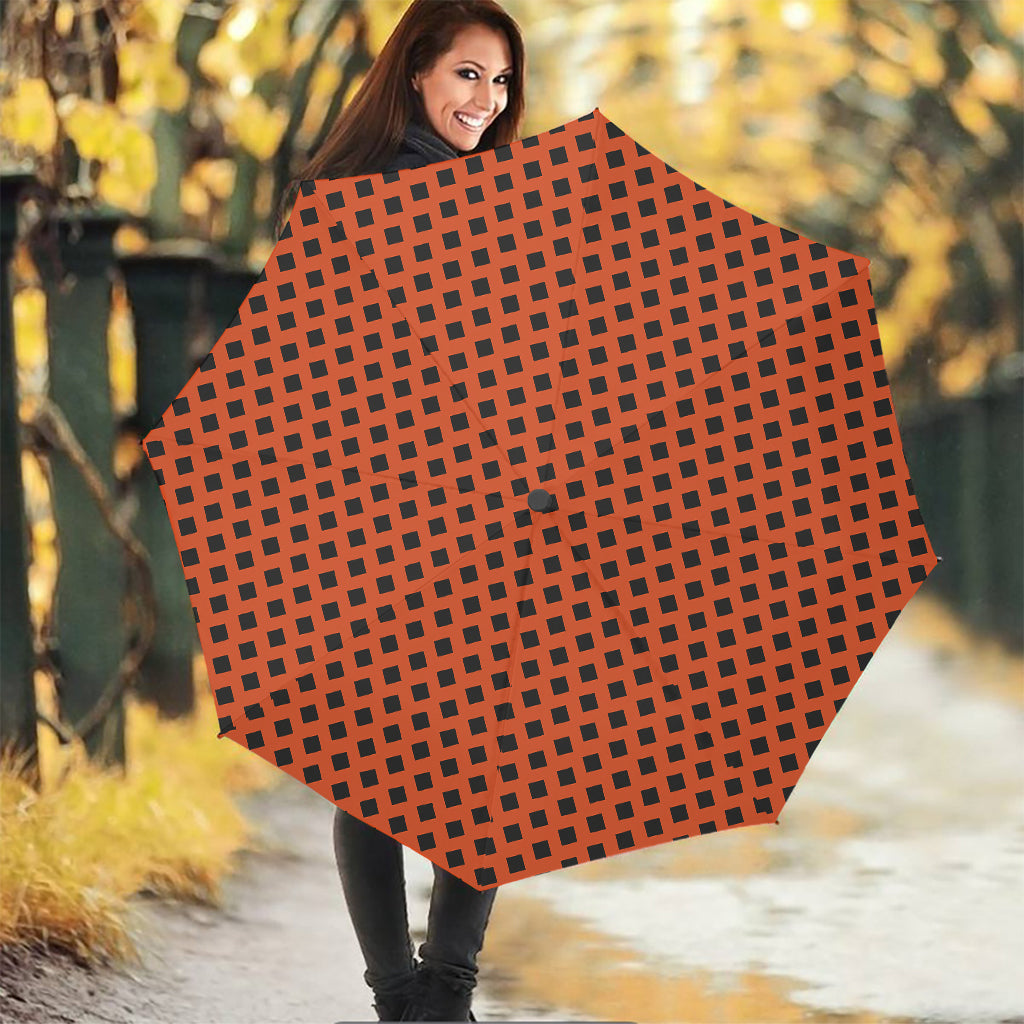Orange Halloween Pattern Print Foldable Umbrella