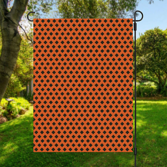 Orange Halloween Pattern Print Garden Flag