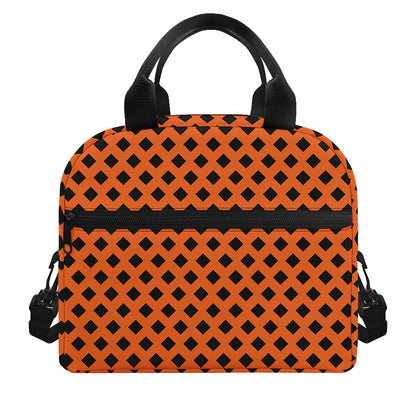 Orange Halloween Pattern Print Insulated Lunch Bag