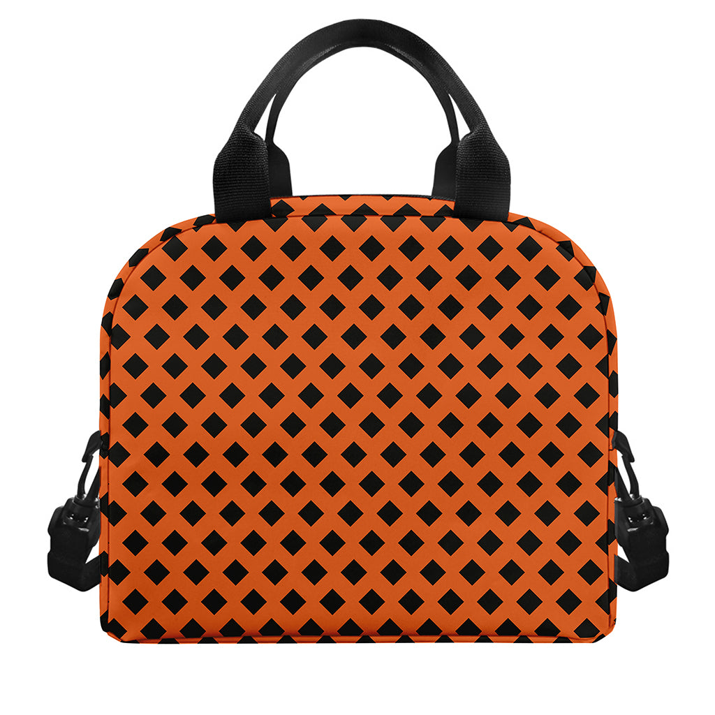 Orange Halloween Pattern Print Insulated Lunch Bag