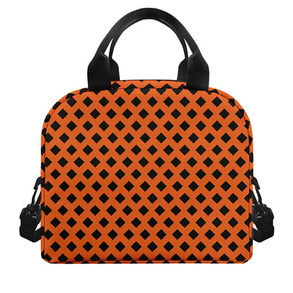 Orange Halloween Pattern Print Insulated Lunch Bag