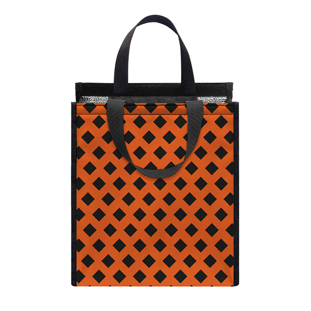 Orange Halloween Pattern Print Insulated Lunch Tote