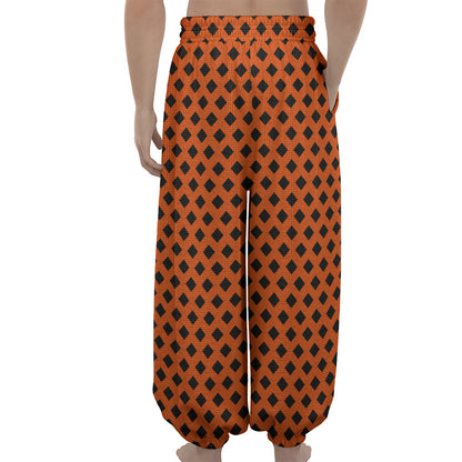 Orange Halloween Pattern Print Lantern Pants