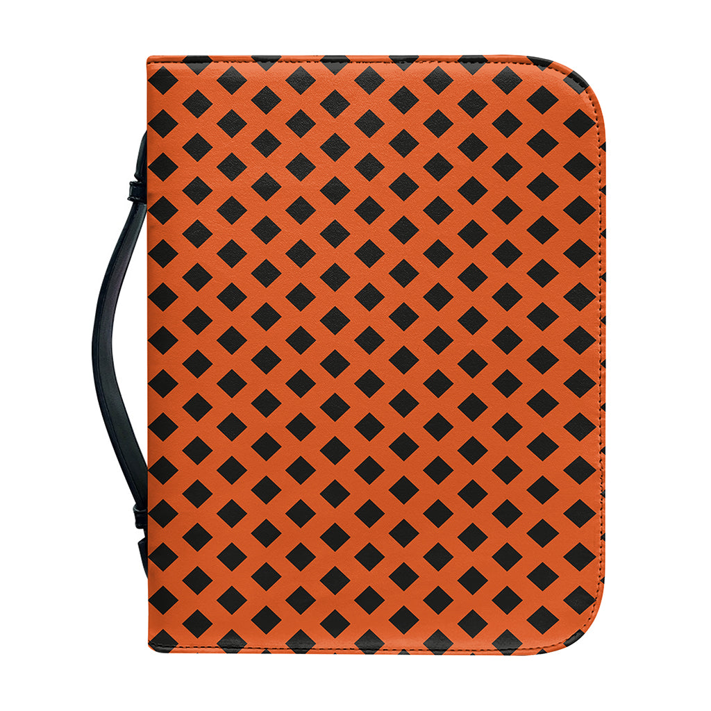 Orange Halloween Pattern Print Leather Bible Cover