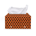 Orange Halloween Pattern Print Leather Tissue Box Cover