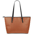 Orange Halloween Pattern Print Leather Tote Bag With Zipper