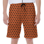 Orange Halloween Pattern Print Men's Beach Shorts