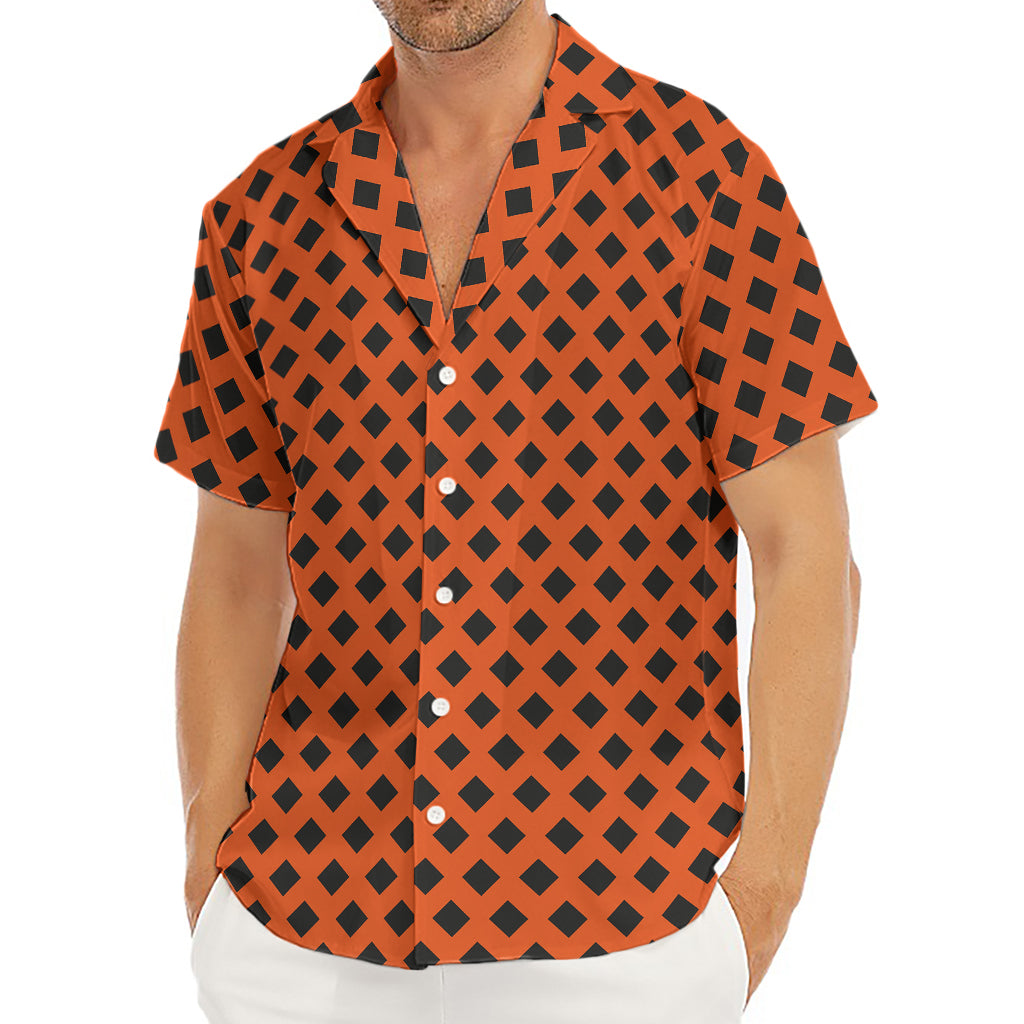 Orange Halloween Pattern Print Men's Deep V-Neck Shirt