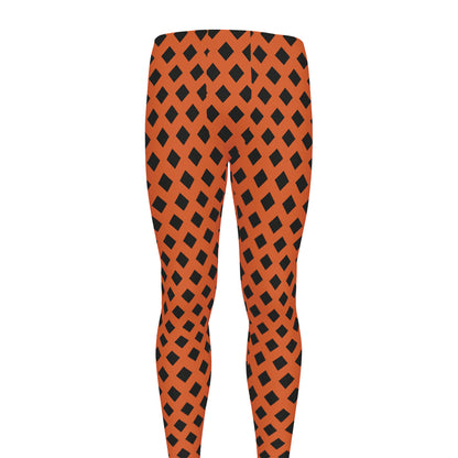 Orange Halloween Pattern Print Men's leggings