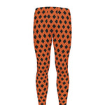 Orange Halloween Pattern Print Men's leggings