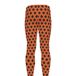 Orange Halloween Pattern Print Men's leggings