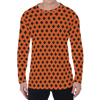 Orange Halloween Pattern Print Men's Long Sleeve T-Shirt
